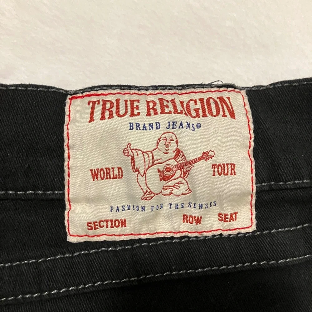 True Religion Ricky Relaxed Straight Jeans Men's Size 36 Black Ricky Flap Pocket